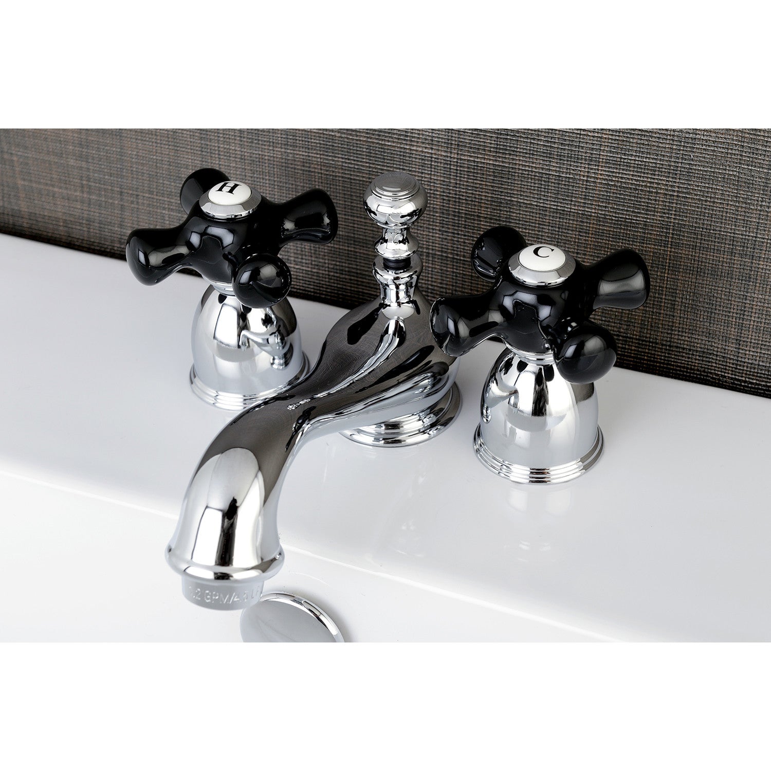 Kingston Heirloom KS3951PKX - Duchess Two-Handle 3-Hole Deck Mount Mini-Widespread Bathroom Faucet with Brass Pop-Up, Polished Chrome — thumbnail 2